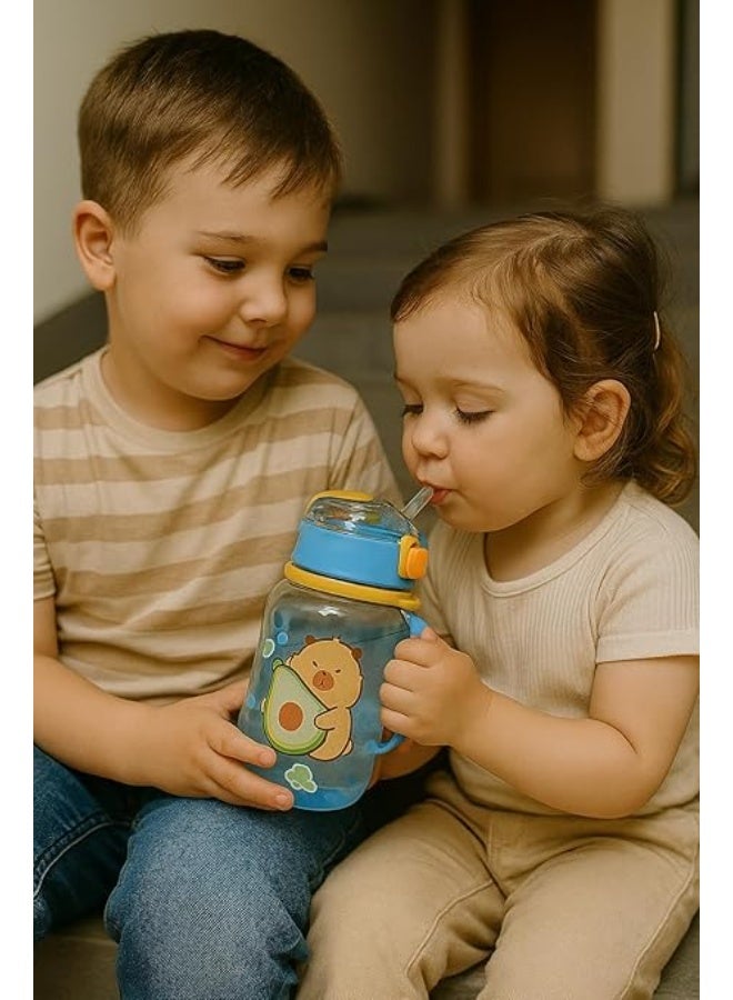 MINIIMODZ Bunny Transparent Kids Water Bottle with Straw 500ml BPA-Free Plastic, School & Picnic Bottle for Toddlers (Pack Of 1) (BLUE) - Image 5